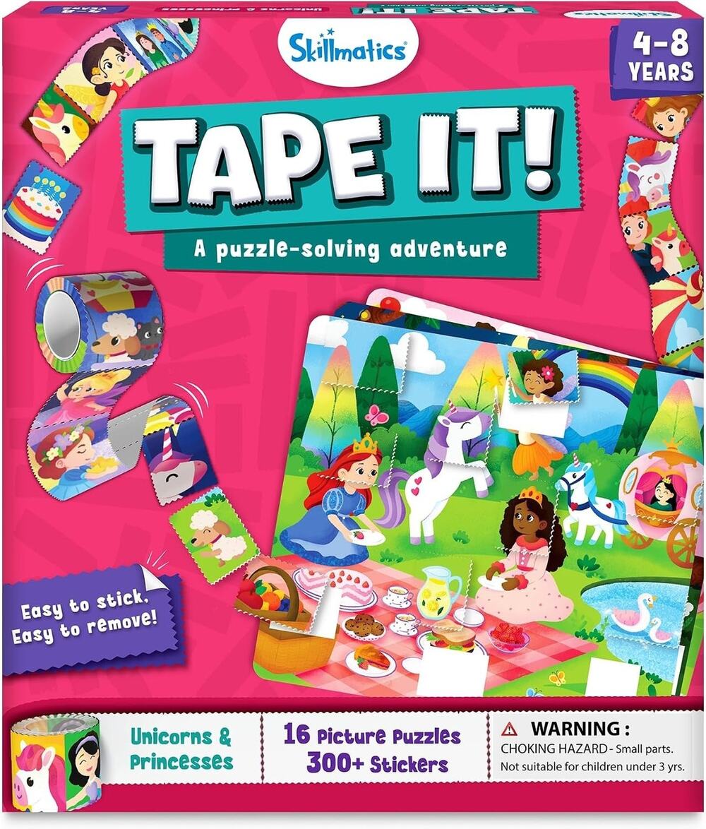 Skillmatics Tape It: Unicorns & Princesses | Sticker Puzzle Activity (Ages 4-8)